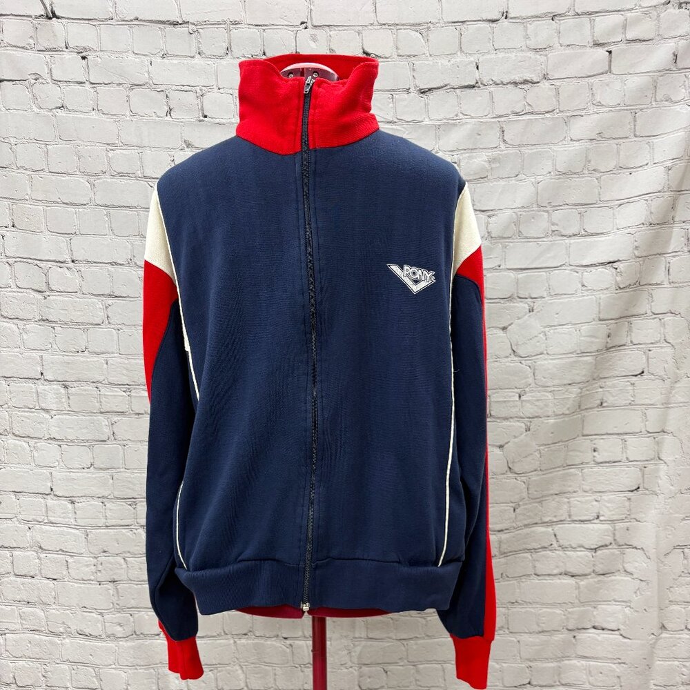 VTG Pony Brand Track Jacket Full-Zip Front Sz XL Gangster